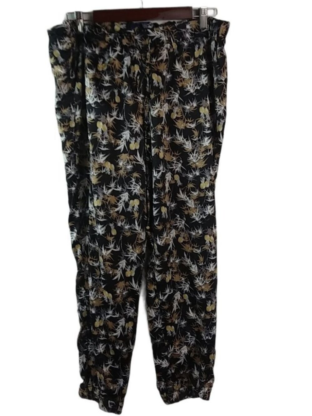 Peter Som L Black Tan Pineapples Lounge Pants